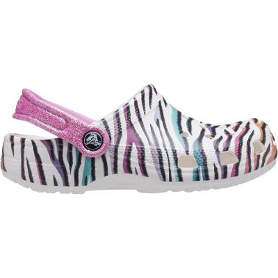 Sandália crocs classic animal print clog kids white/multi