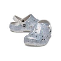 Sandália crocs baya glitter clog  silver