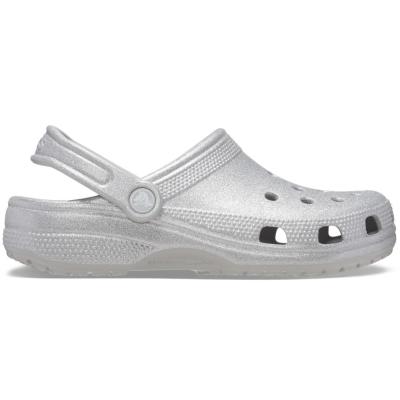 Sandália crocs classic glitter clog silver glitter
