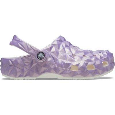 Sandália crocs classic iridescent geo clog white