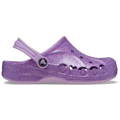 Sandália crocs baya glitter clog k orchid