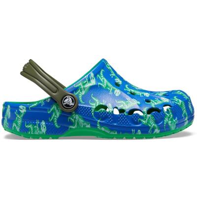 Sandália crocs baya graphic clog t blue bolt/multi