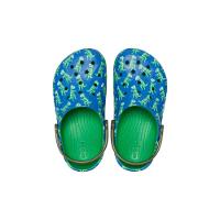 Sandália crocs baya graphic clog t blue bolt/multi