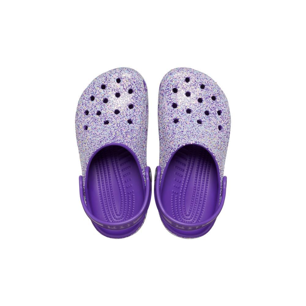 Sandália crocs classic clog glitter infantil neon purple/multi - 5