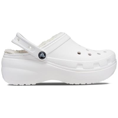 Sandália crocs classic plataform lined clog white