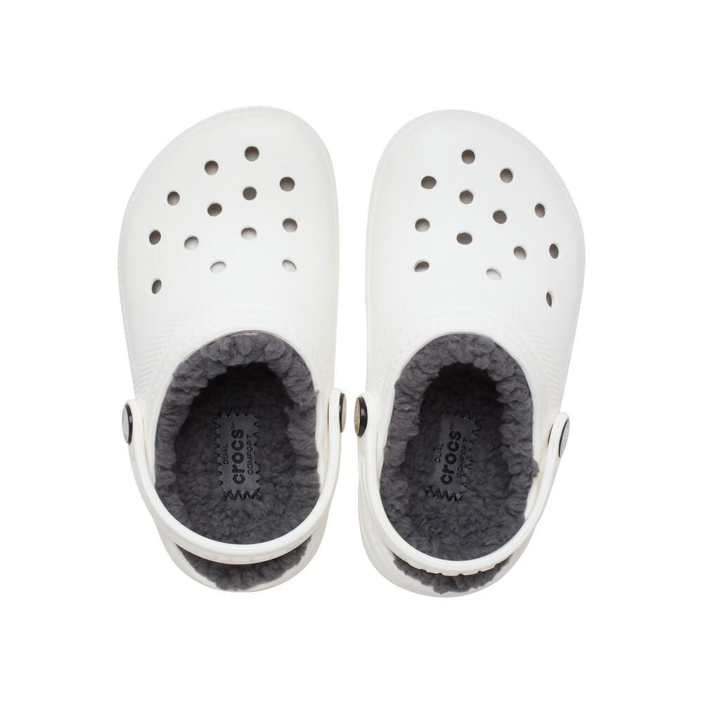 Sandália crocs classic lined clog infantil white/grey - 5