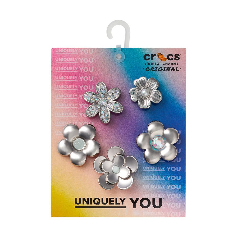 Jibbitz™ flores prateadas pack com 5 peças unico - 3