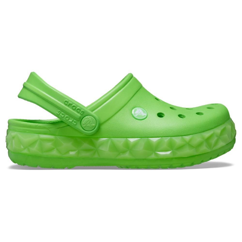 Sandália crocs crocband geometric glow band clog t green slime - 1