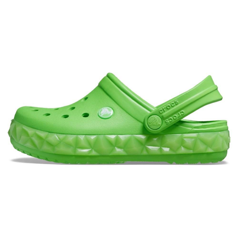 Sandália crocs crocband geometric glow band clog t green slime - 6