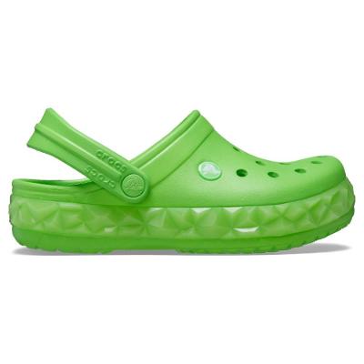 Sandália crocs crocband geometric glow band clog t green slime