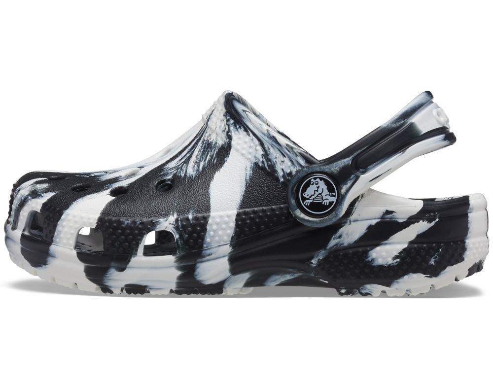 Crocs classic marbled clog k white/black - 2