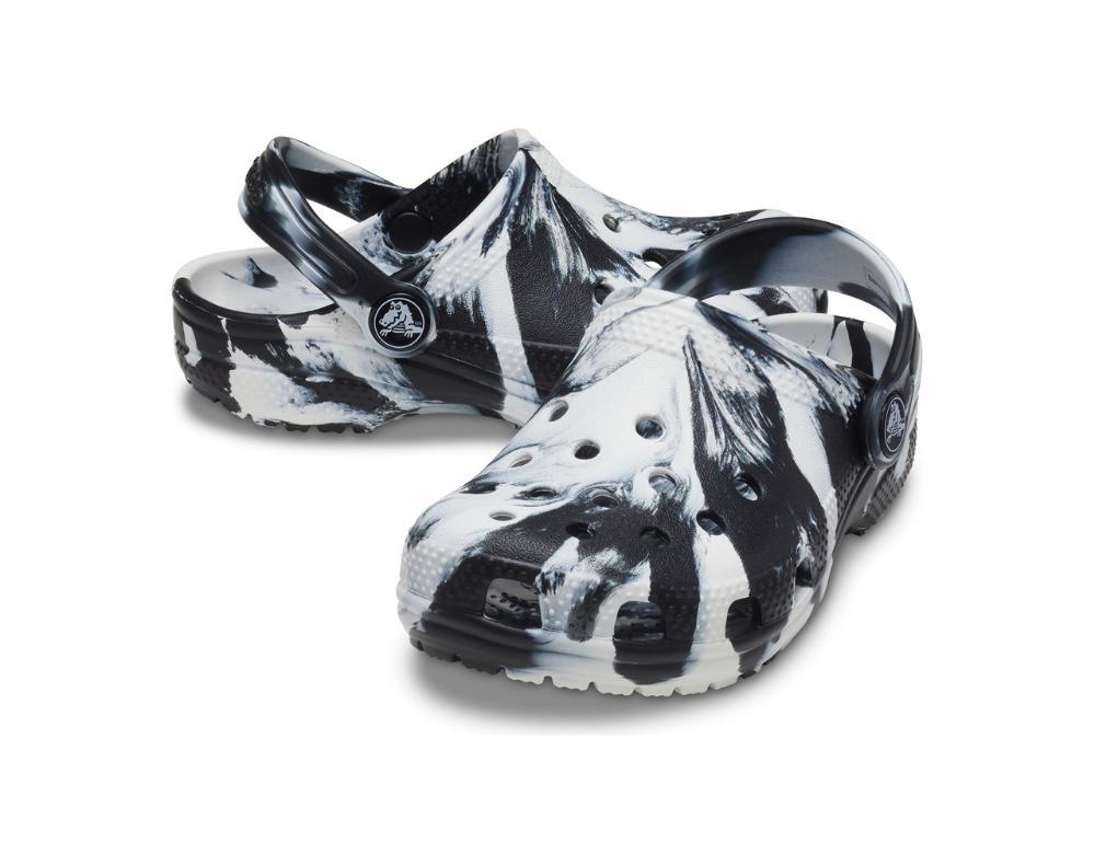 Crocs classic marbled clog k white/black - 3