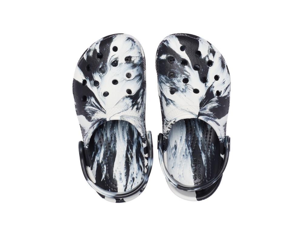 Crocs classic marbled clog k white/black - 4