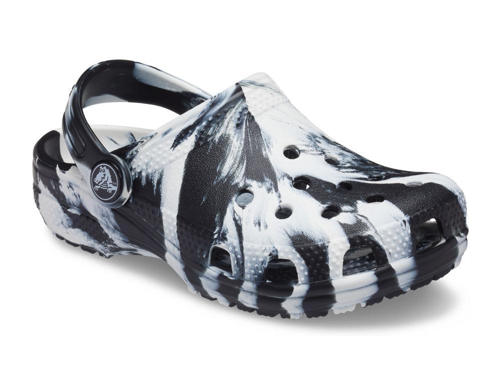 Crocs classic marbled clog k white/black - 7