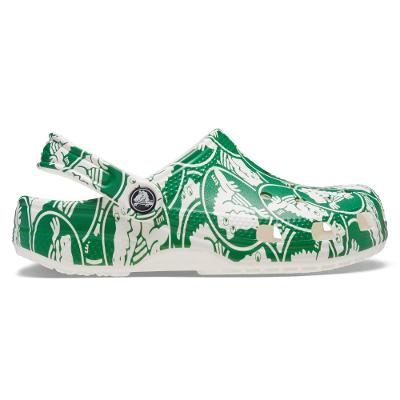 Sandália crocs classic duke print clog k green ivy