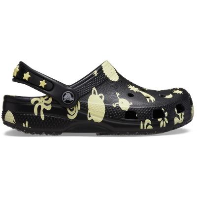 Sandália crocs classic glow space clog t black