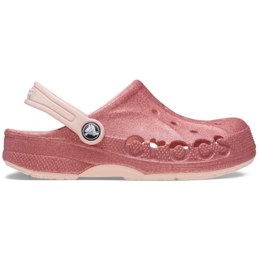 Sandália crocs baya glitter clog t pink rose - 1