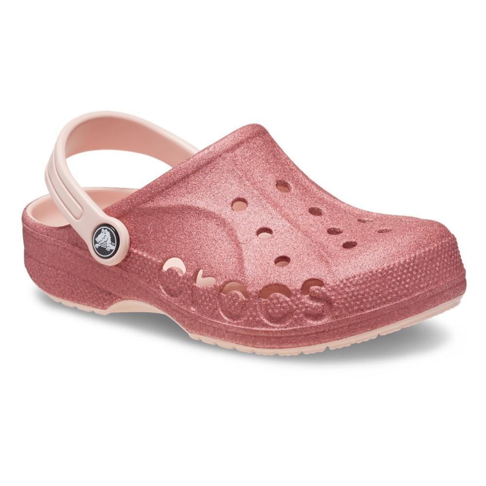 Sandália crocs baya glitter clog t pink rose - 2