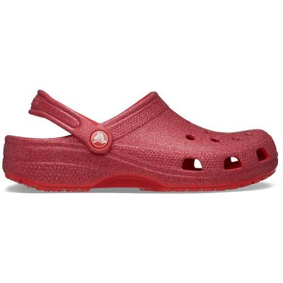 Sandália crocs classic glitter clog cherry red