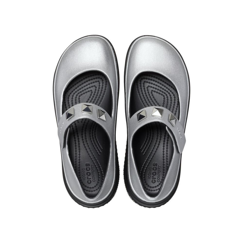Sandália crocs stomp metallic mary jane silver - 5