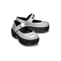 Sandália crocs stomp metallic mary jane silver