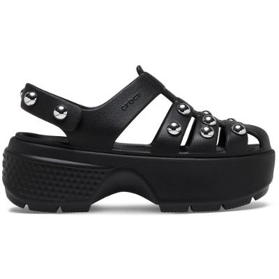 Sandália crocs stomp studded fisherman sandal black