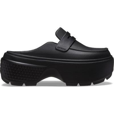 Sandália crocs stomp loafer black/black