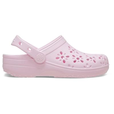 Sandália crocs classic floral cut out clog t pink milk