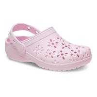 Sandália crocs classic floral cut out clog t pink milk - 2