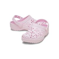 Sandália crocs classic floral cut out clog t pink milk