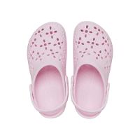 Sandália crocs classic floral cut out clog t pink milk - 5