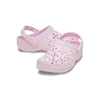 Sandália crocs classic floral cut out clog k pink milk