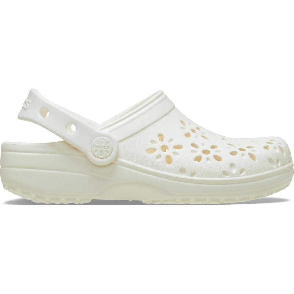 Sandália crocs classic floral cut out clog t chalk - 1