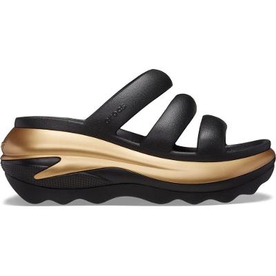Sandália crocs mega crush metallic triple strap black/gold