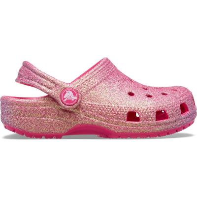 Sandália Crocs Classic Iridescent Glitter Clog K Dragon Fruit