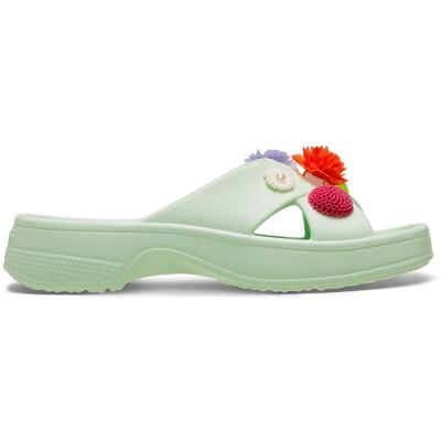 Sandália Crocs Classic Wmns Wildflower Cross Strap Jade Tint