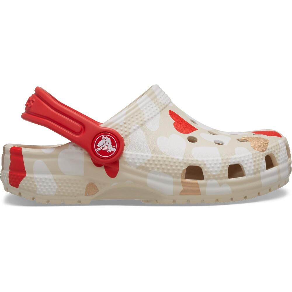 Sandália Crocs Classic Heart Print Clog T Sandstone/Multi - 1