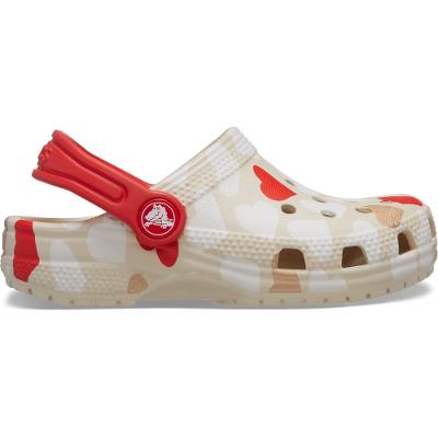 Sandália Crocs Classic Heart Print Clog T Sandstone/Multi