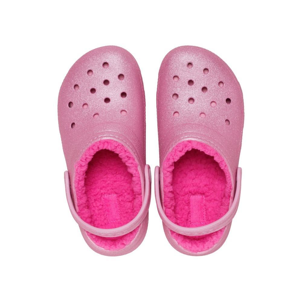Sandália Crocs Classic Lined Glitter Clog K Pink Tweed - 5