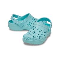 Sandália Crocs Classic Floral Cut Out Clog T Aquamarine