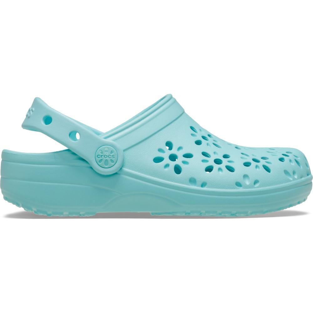 Sandália Crocs Classic Floral Cut Out Clog K Aquamarine - 1