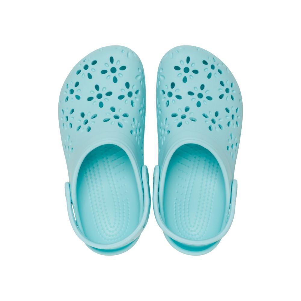Sandália Crocs Classic Floral Cut Out Clog K Aquamarine - 5
