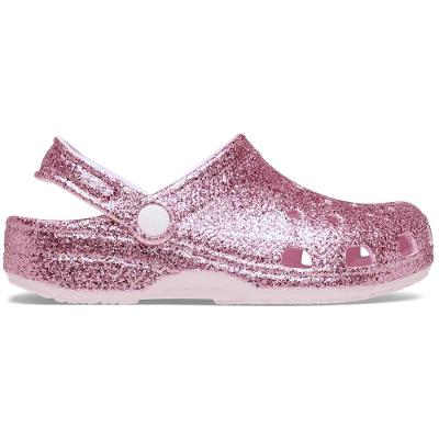Sandália Crocs Classic Chunky Glitter Clog T Pink Milk