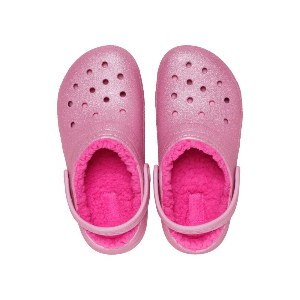 Sandália Crocs Classic Lined Glitter Clog T Pink Tweed - 5