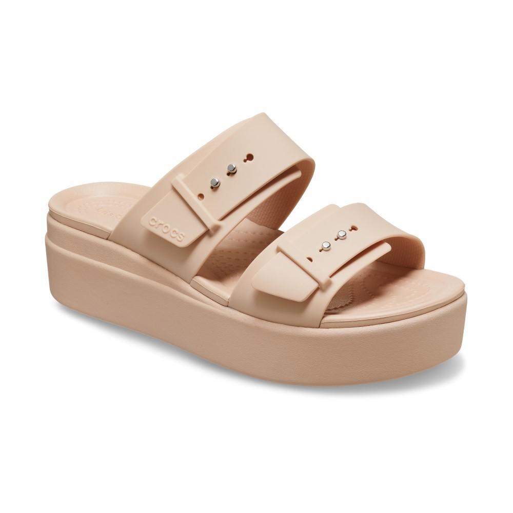 Sandália crocs brooklyn sandal lowwdg pink caramel - 2