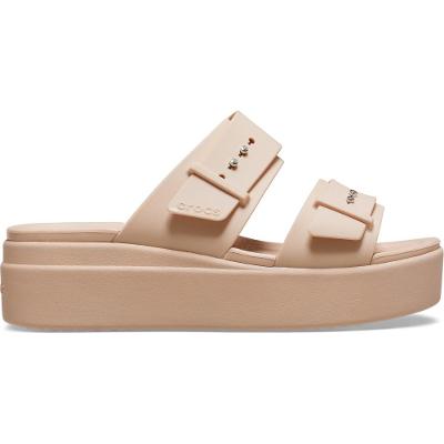 Sandália crocs brooklyn sandal lowwdg pink caramel