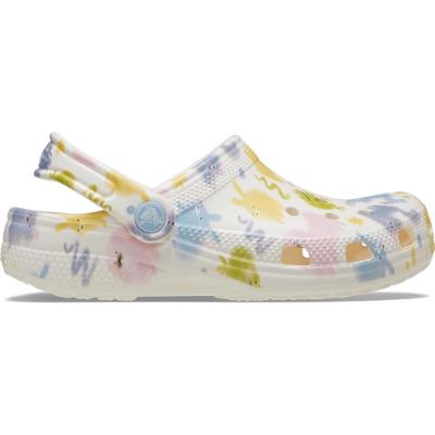 Sandália crocs classic pastel pets clog k chalk
