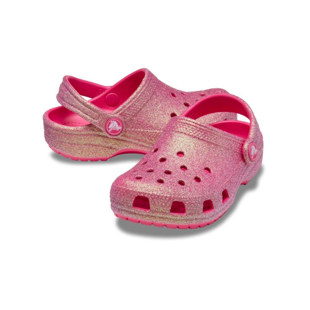 Sandália crocs classic iridescent glitter clg t dragon fruit - 5