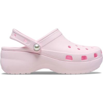Sandália Crocs Classic Platform Pearl Clog Pink Milk