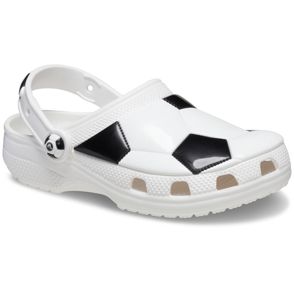 Sandália crocs classic bola futebol clog t white/black - 2